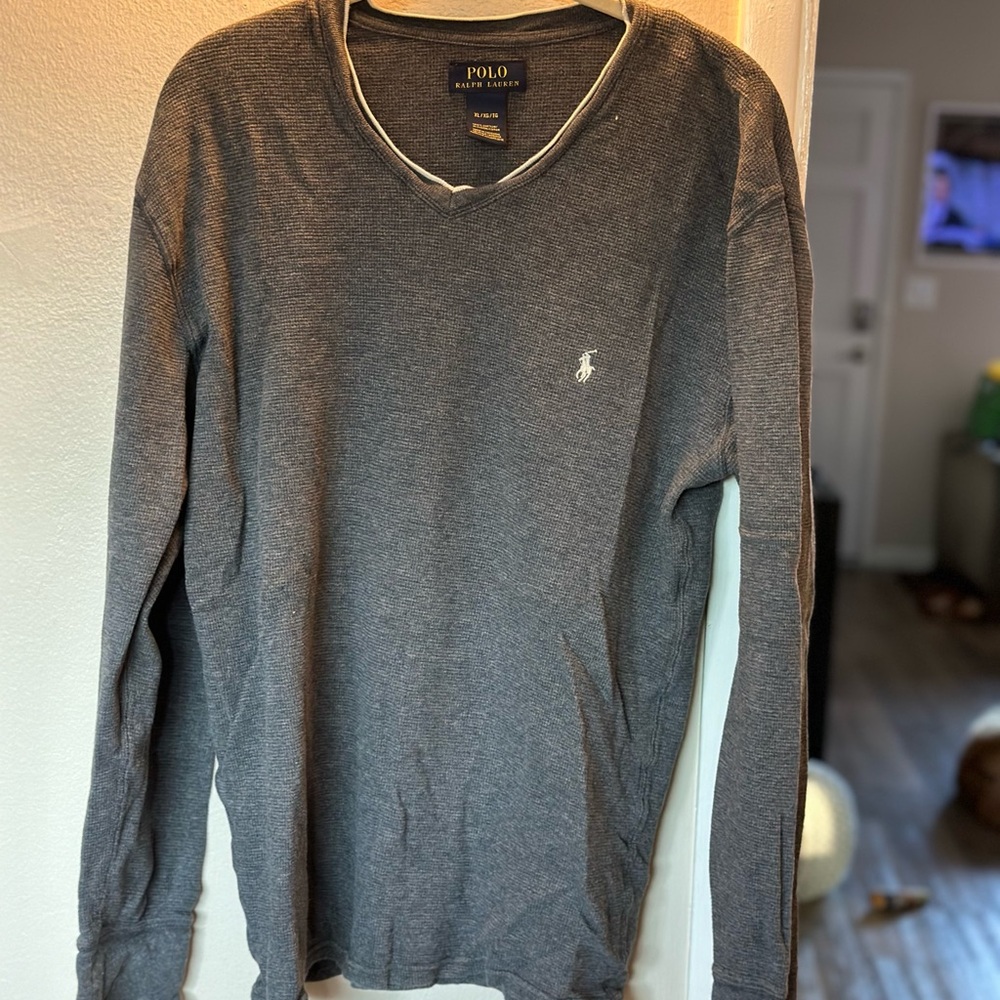 Men’s Gray Ralph Lauren Polo V-neck - 100% cotton